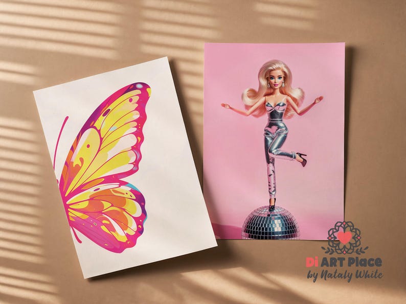 Elevate your space with this trendy preppy wall art set of 6 prints featuring pink art fashion dolls.