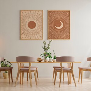 Terracotta Wall Art Set of 2 Prints Sun and Moon Art Print - Etsy