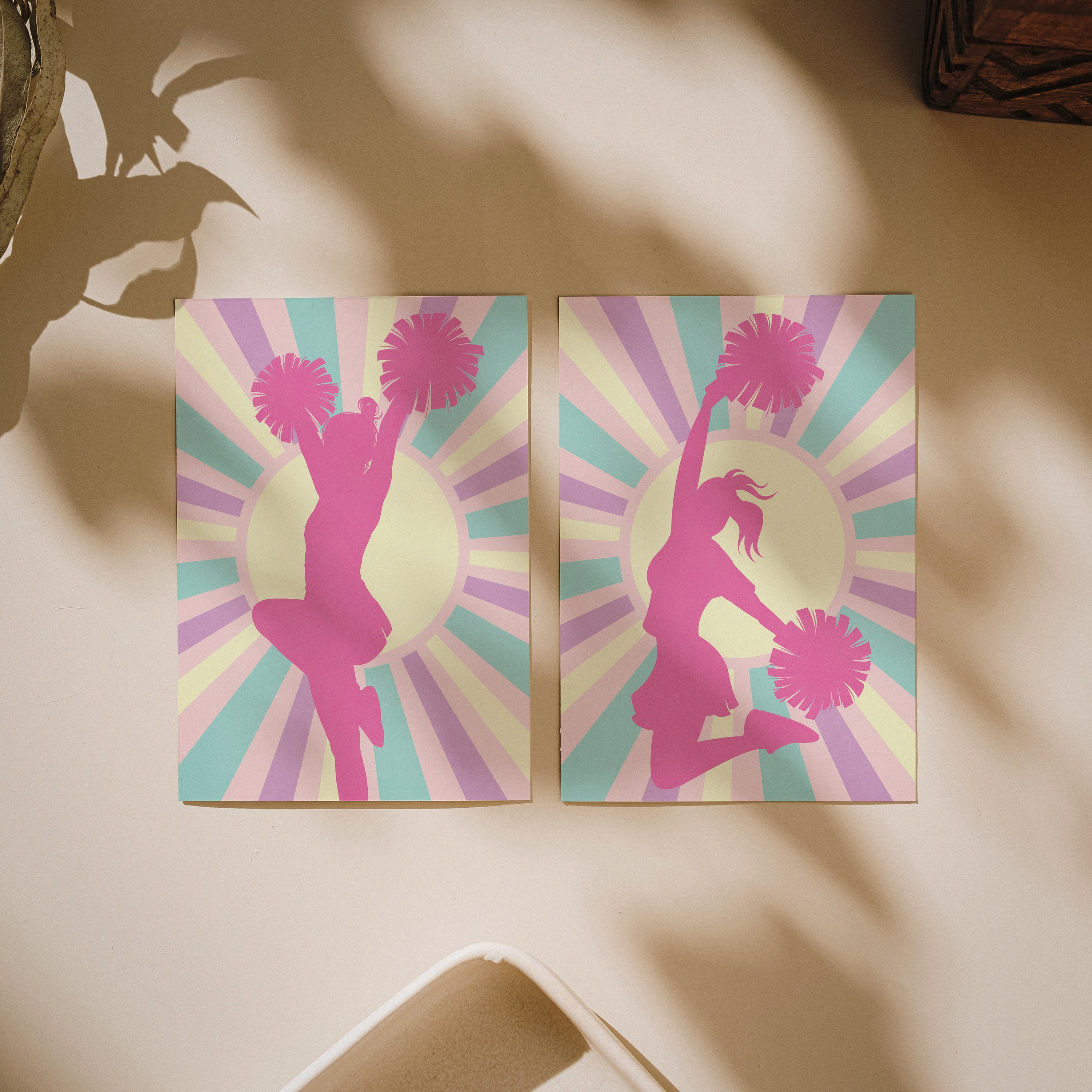 Dorm Room Decor Printable Poster Set of 2 Prints, Pink Cheerleader Wall ...