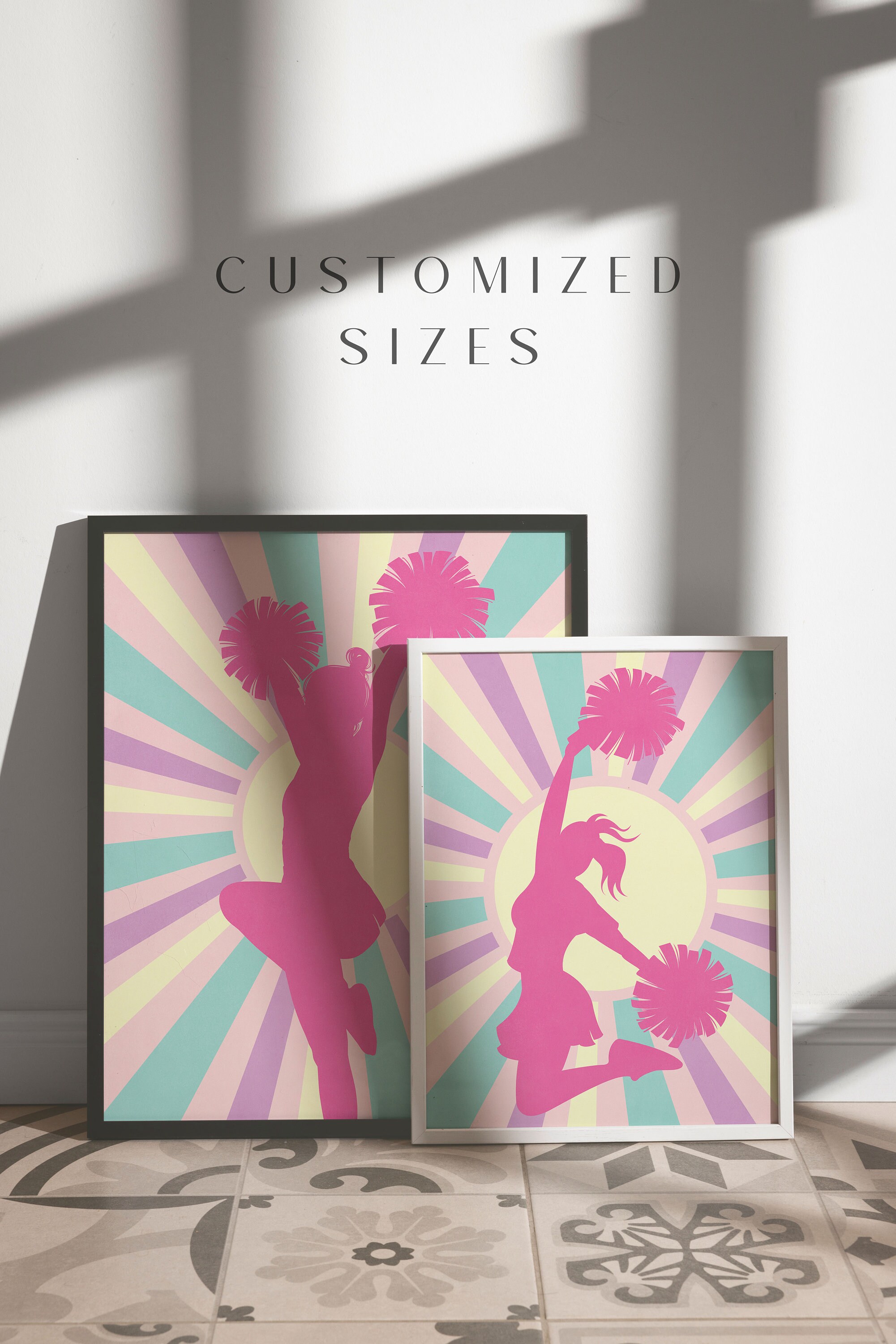 Dorm Room Decor Printable Poster Set of 2 Prints, Pink Cheerleader Wall ...