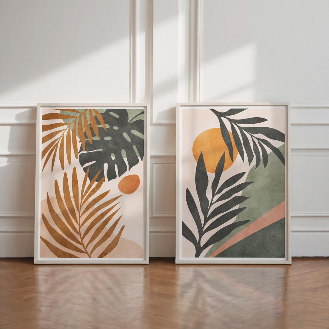 Plant Art Prints Neutral, Boho Printable Wall Art Palm Leaf Print ...