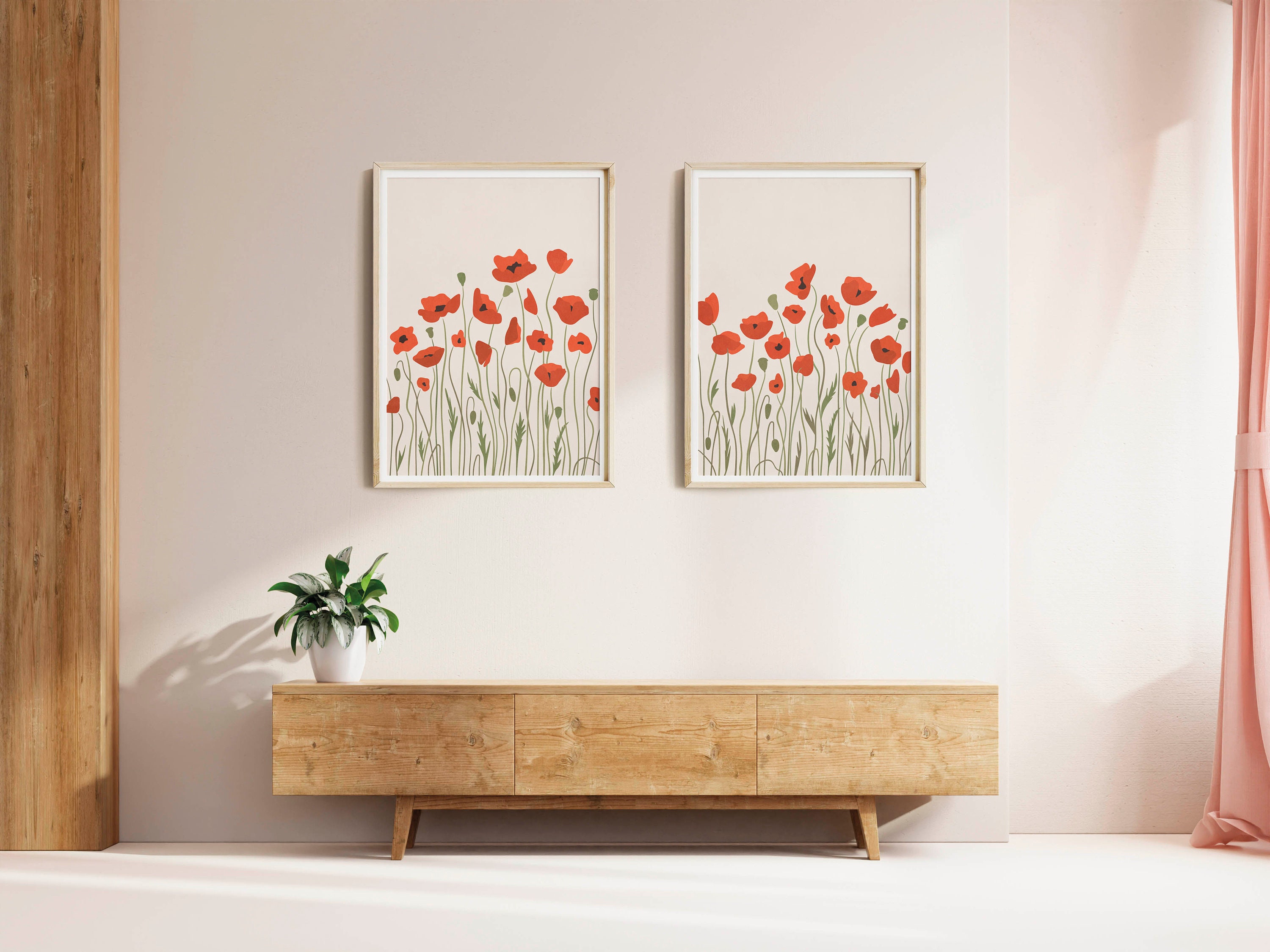 Living Room Wall Art Prints Set of 2, Botanical Print Set of 2 Living ...