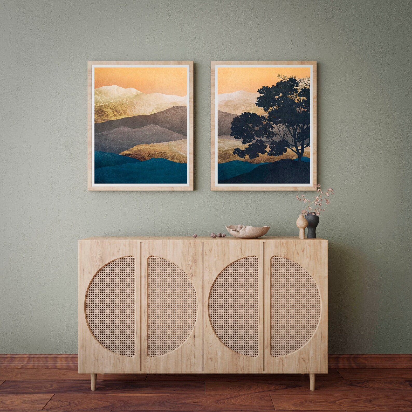 Blue Wall Art Prints Blue Gold Wall Art Prints Set Navy Blue Etsy