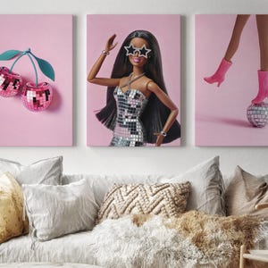 African American fashion doll disco art is modern printable room decor for the bedroom, teen room, dorm room etc.