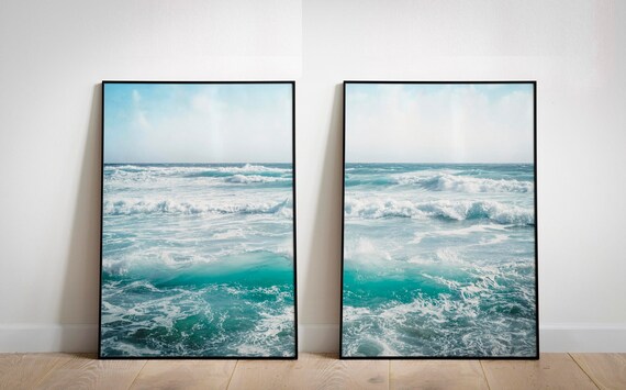 Ocean Waves Print, Ocean Art Print Set Of 2 Prints, Calming Art Set Of Two Art Prints, Ocean Photography Printable Wall Art, Turquoise Print