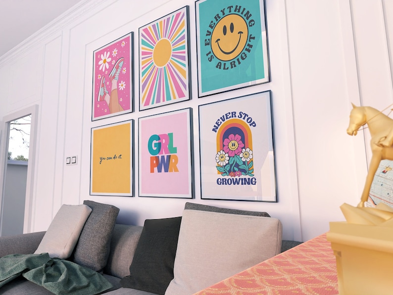 Pink and colorful tones go well with colorful modern interiors and also the print can be a vibrant accent in an interior with midtones.