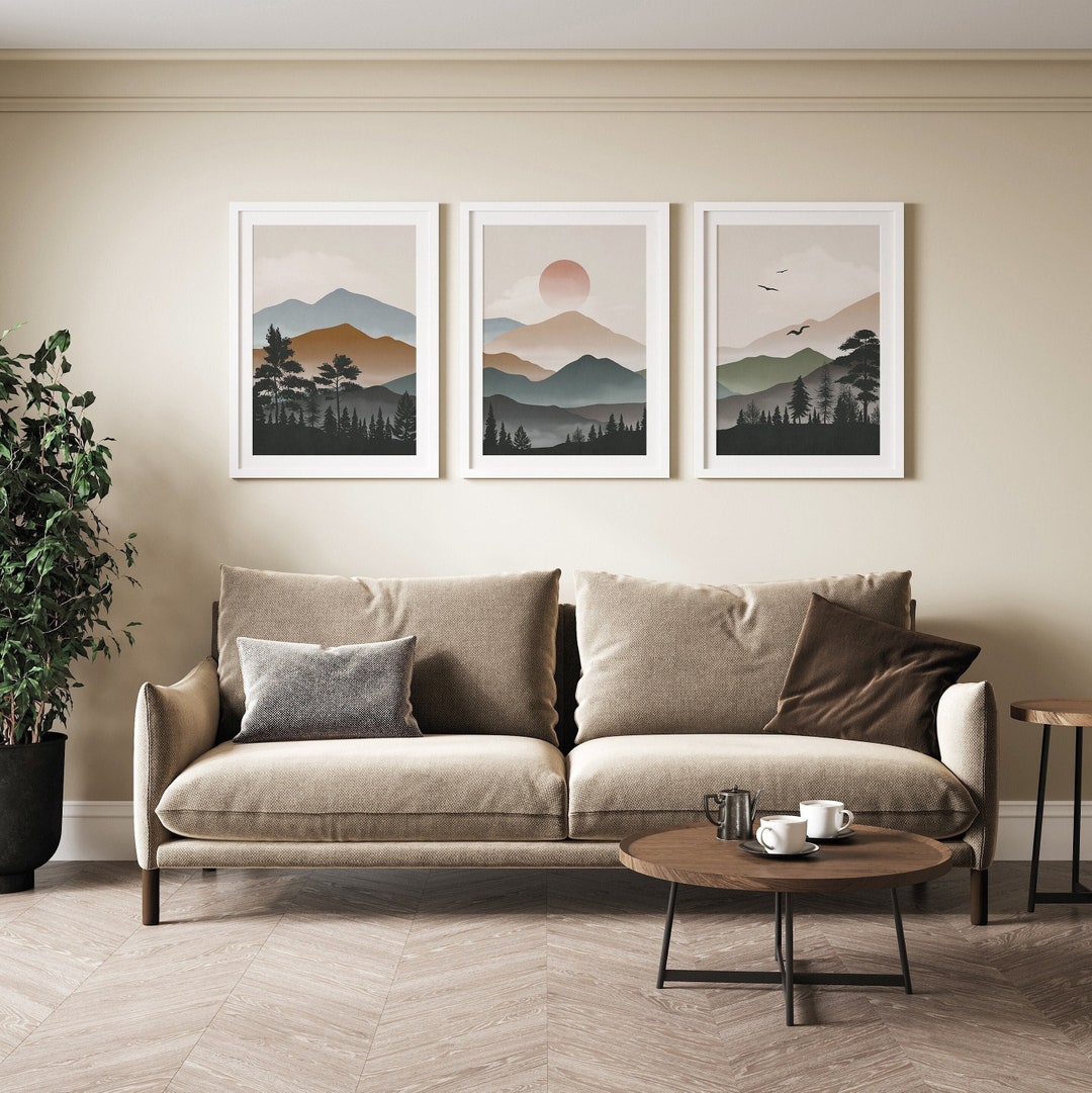 Digital Download Wall Art Living Room Modern Landscape Print Set of 3 ...