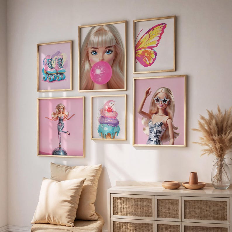 Set of 6 preppy wall art posters of high quality in different ratios (custom sizes or colors on request).