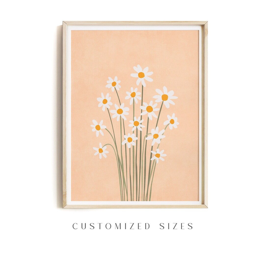 Daisy Flower Print Download, Minimalist Daisy Wall Art, Wildflower Wall ...