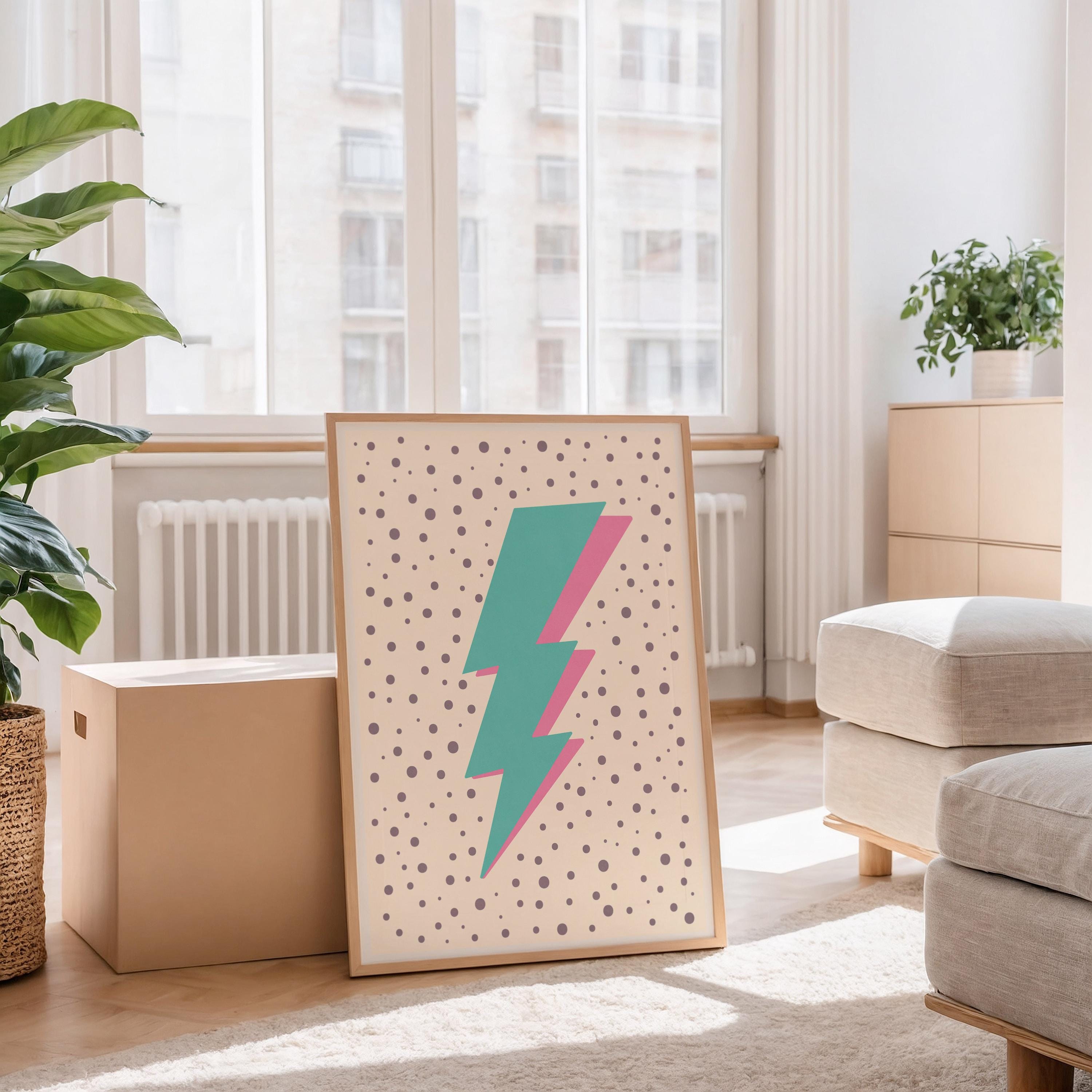 Teen Room Decor Funky Wall Art Turquoise Lightning Bolt Print
