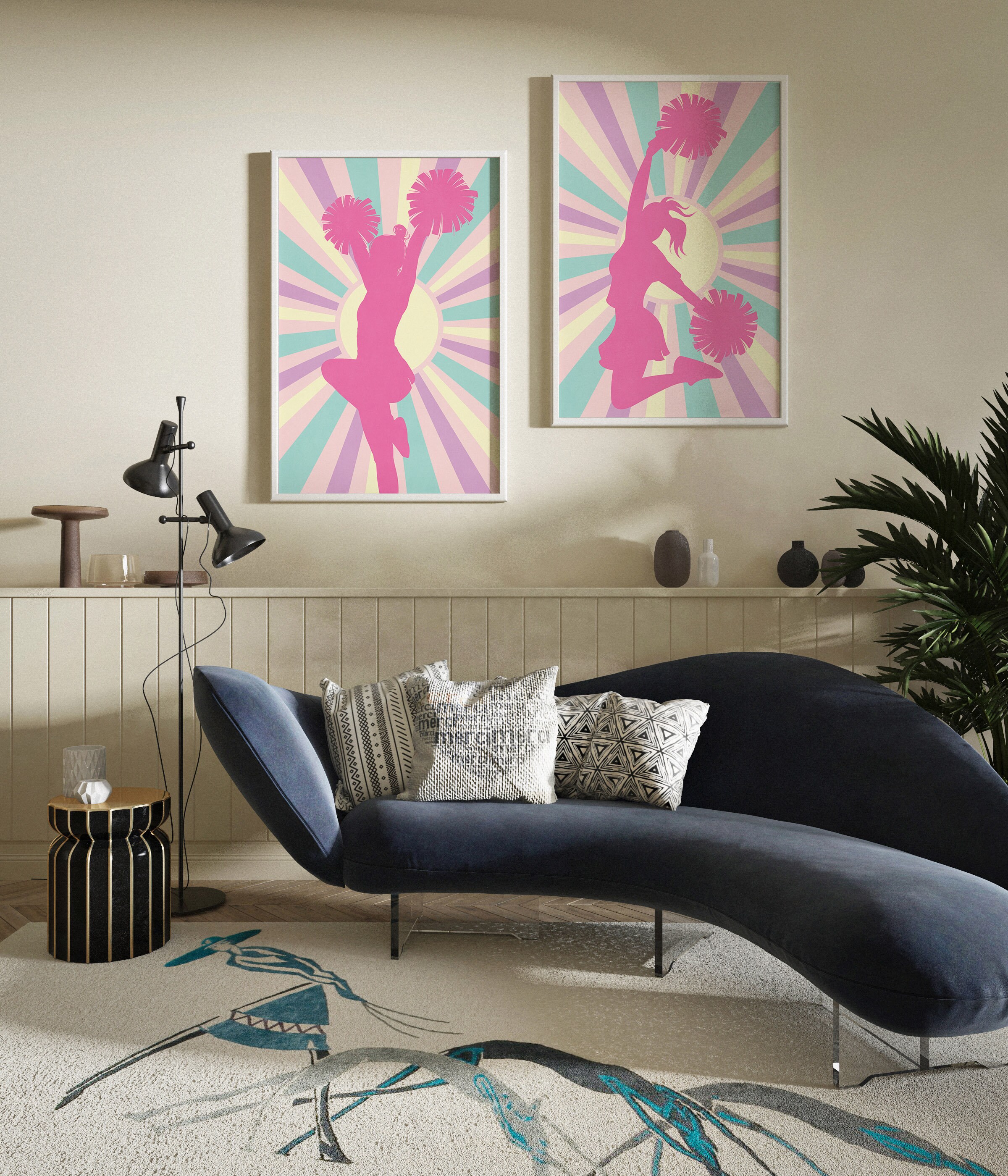 Dorm Room Decor Printable Poster Set of 2 Prints, Pink Cheerleader Wall ...