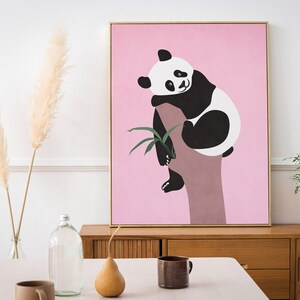 Aesthetic panda poster is modern printable wall decor for the bedroom, teen room, dorm room, nursery, bathroom etc.
