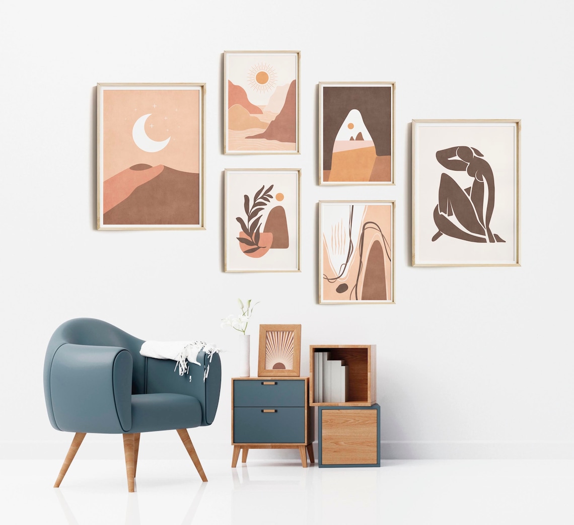 Living Room Wall Decor Modern Printable Gallery Wall Art Set - Etsy