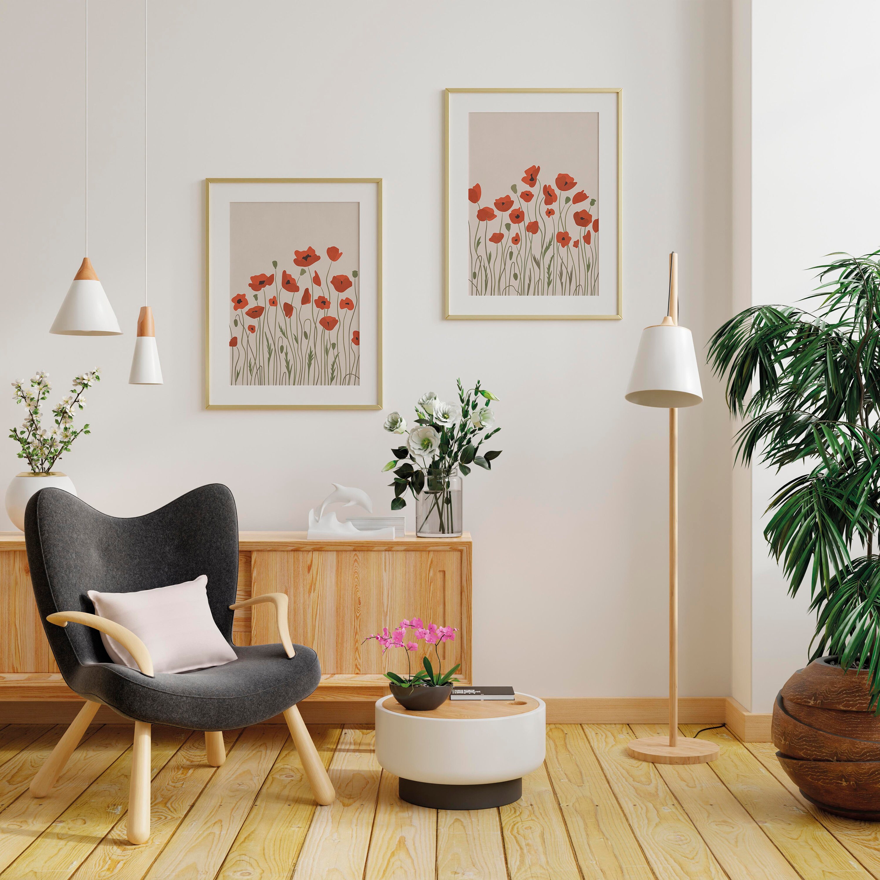 Living Room Wall Art Prints Set of 2, Botanical Print Set of 2 Living ...