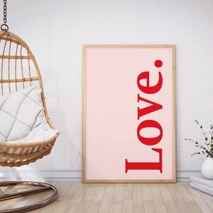Love Wall Art Printable, Valentines Wall Art Love Poster Print, Pink ...