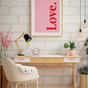 Kärleksväggkonst utskrivbar, Alla hjärtans dag-väggkonst kärleksaffisch, rosa konst kärleksväggdekor typografi väggkonst, minimalistisk kärleksskylt utskrivbar bild 6
