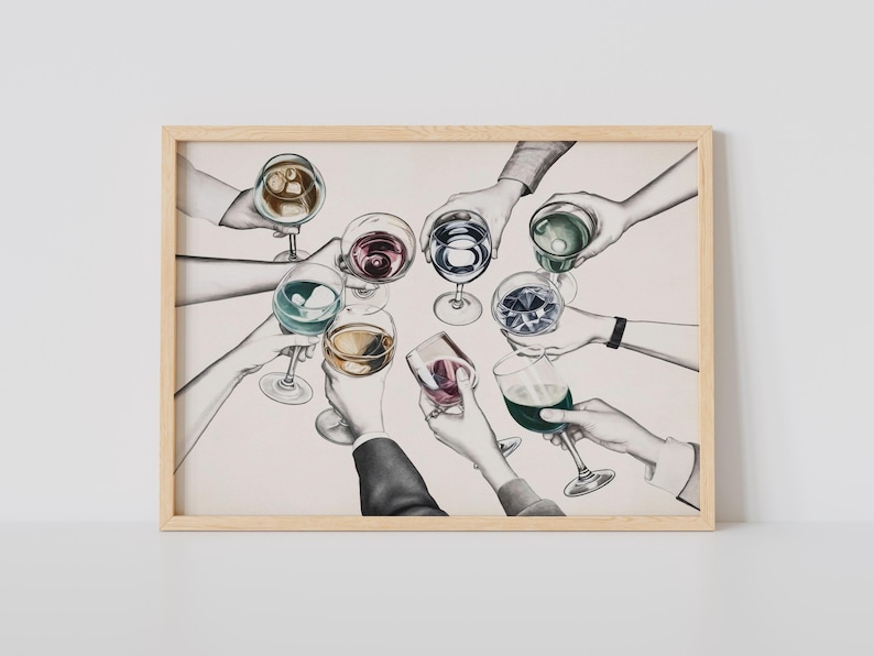 Cheers wall art horizontal poster print of high quality in different ratios (custom sizes or colors on request).