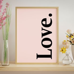 Kärleksväggkonst utskrivbar, Alla hjärtans dag-väggkonst kärleksaffisch, rosa konst kärleksväggdekor typografi väggkonst, minimalistisk kärleksskylt utskrivbar bild 3