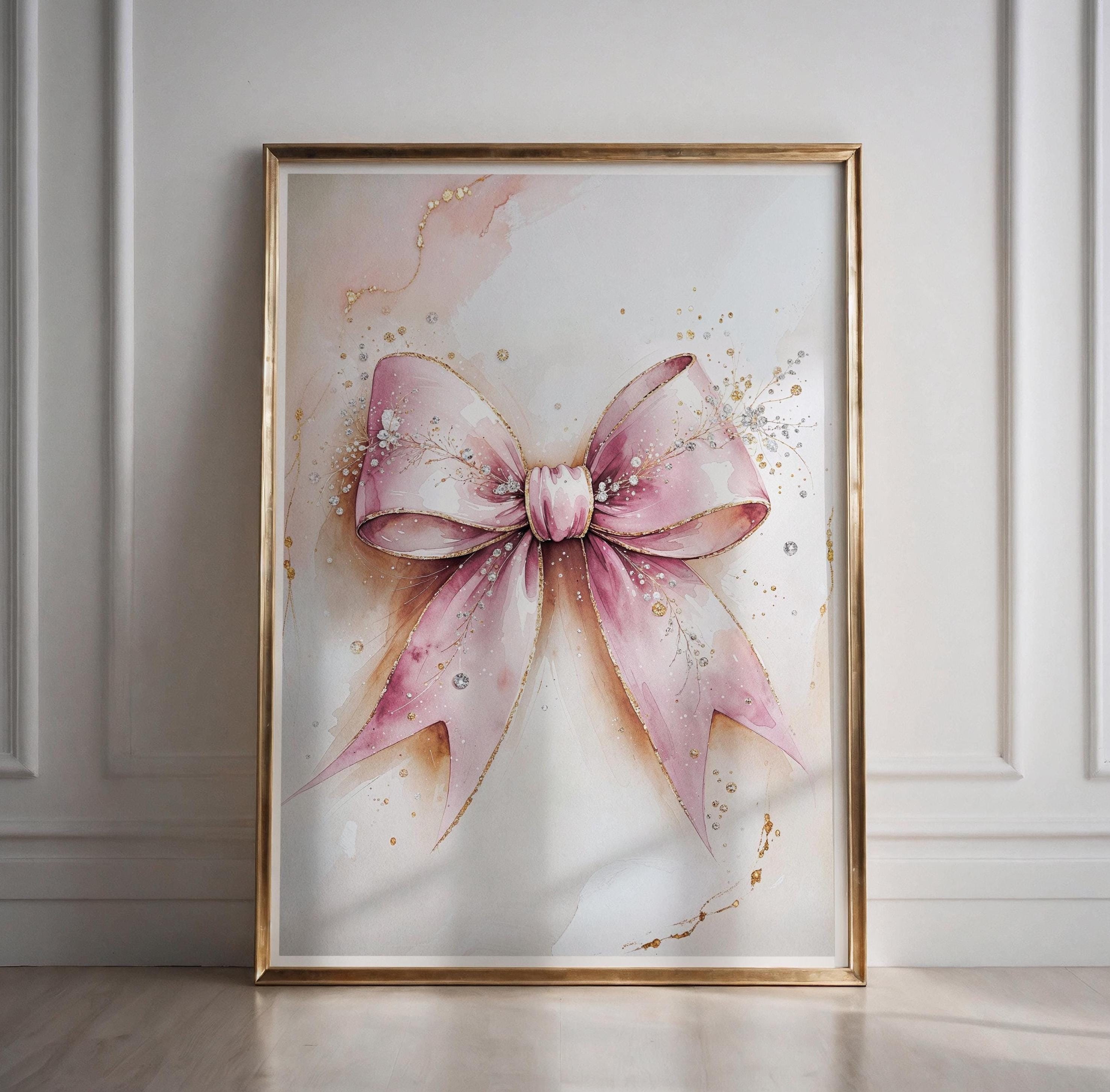 ZenithAura 4 Pièces Moderne Preppy Affiche Rose Ruban Décoration Murale