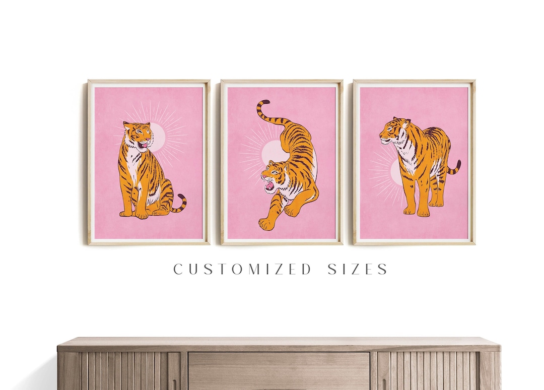 Trendy Wall Art Set of 3 Preppy Wall Art Tigers Printable - Etsy