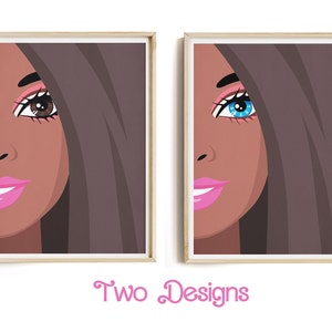 Two designs of African-American Barbie - with Blue and Dark eye colors.