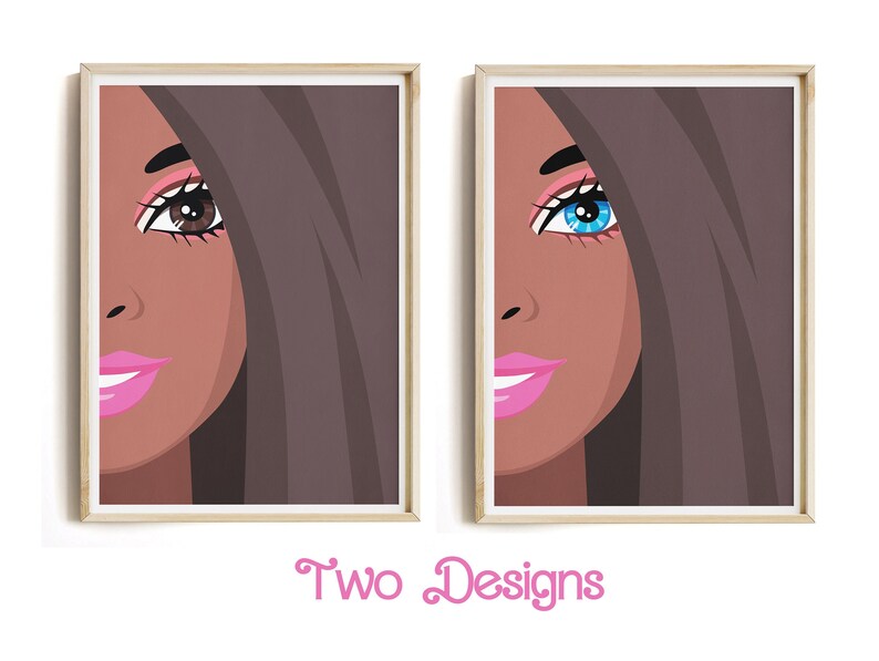 Two designs of African-American Barbie - with Blue and Dark eye colors.