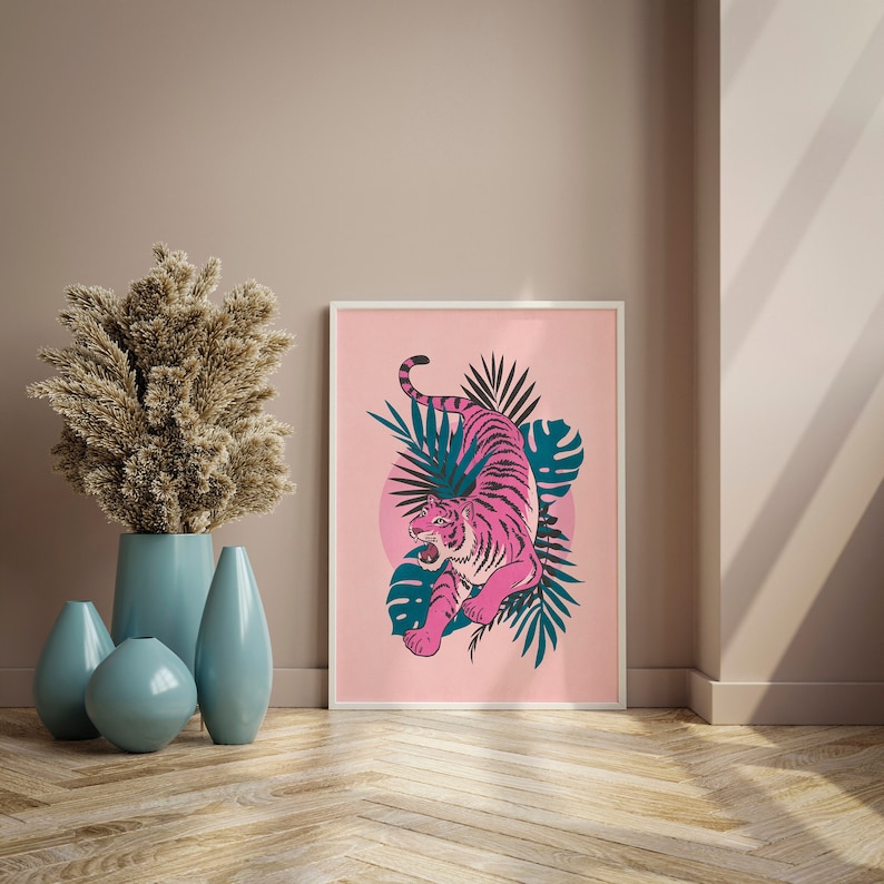 Pink and green tones will go perfectly with most modern interiors.