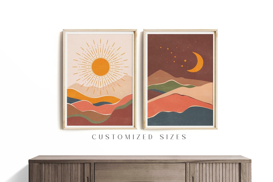 Sun Moon Wall Art Print 2 Piece Wall Art Prints Download - Etsy