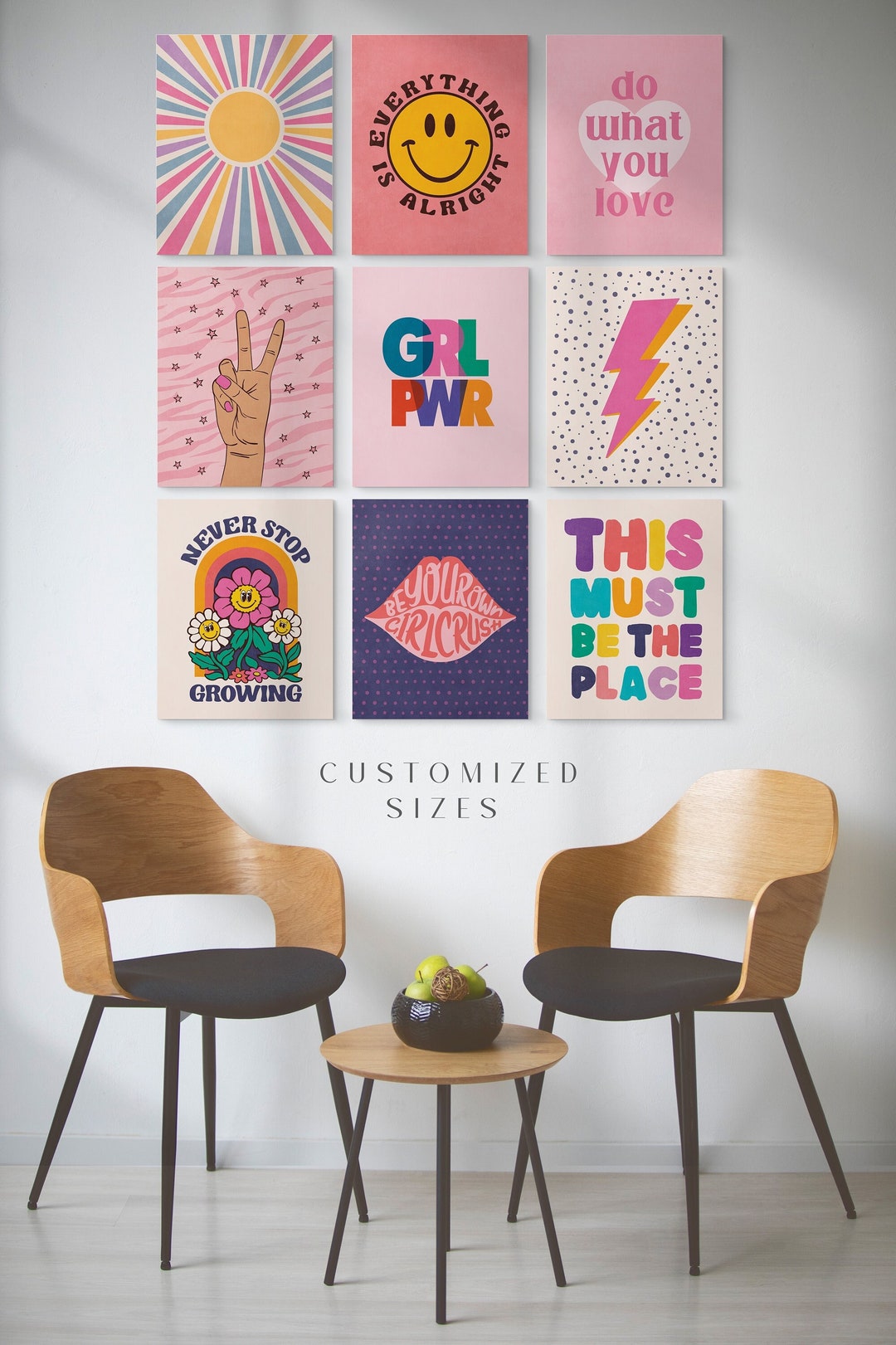 Room Decor Y2k Modern Wall Art Prints, Girls Room Poster Prints, Cute Trendy Wall Art Bedroom