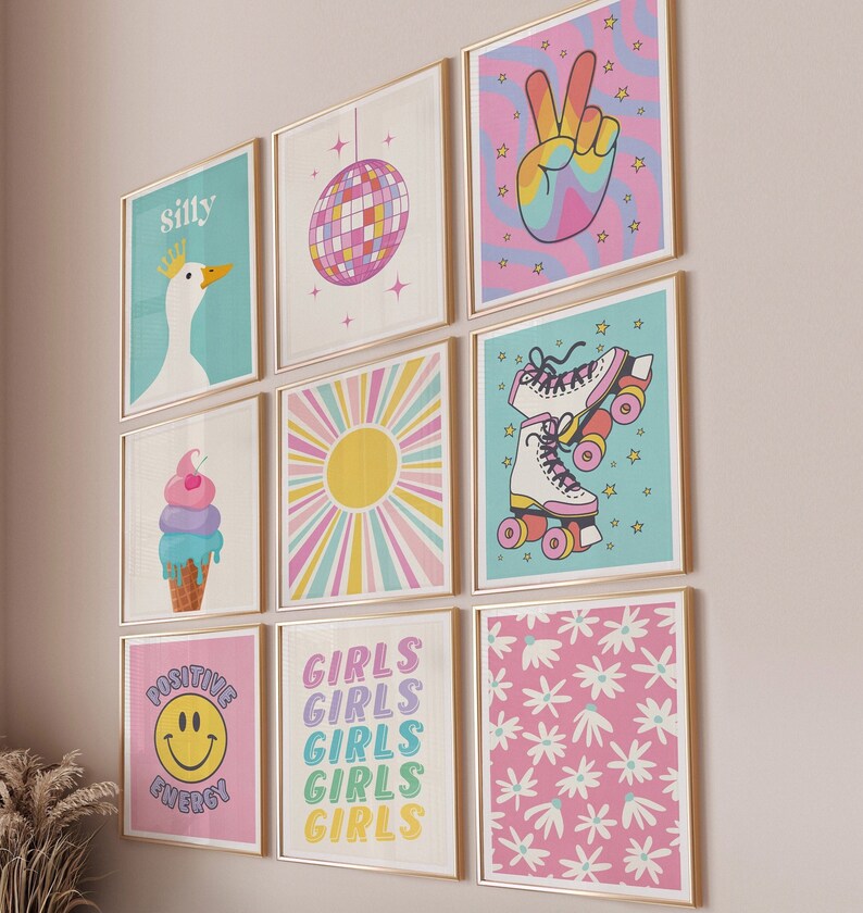 Set of 8 gallery wall art set colorful posters of high quality in different ratios (custom sizes or colors on request).