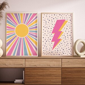 Pink and colorful tones go well with colorful modern interiors and also the print can be a vibrant accent in an interior with midtones.