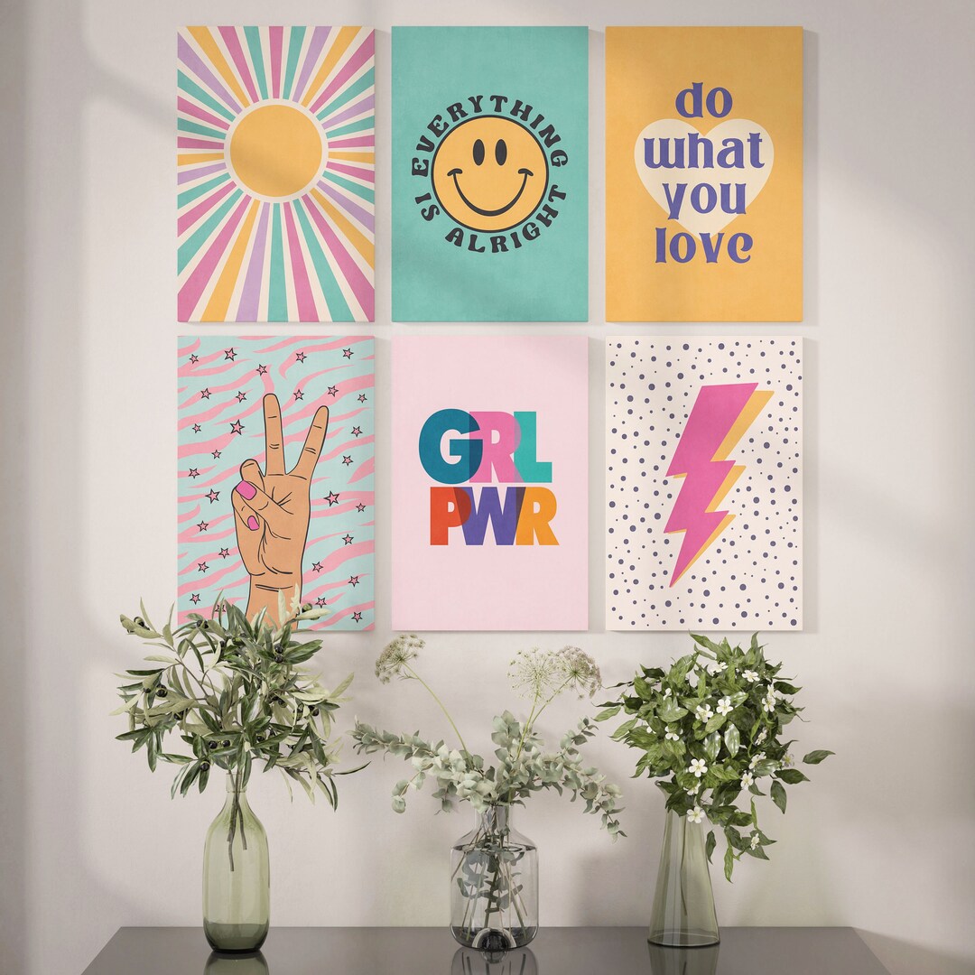 Summer Decor Cute Posters Set, Teen Girl Room Decor, Trendy Quote Poster Kids Room Decor, Dorm