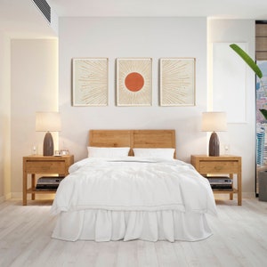 Mid Century Art Boho Decor Above Bed Art Sun Print Neutral - Etsy