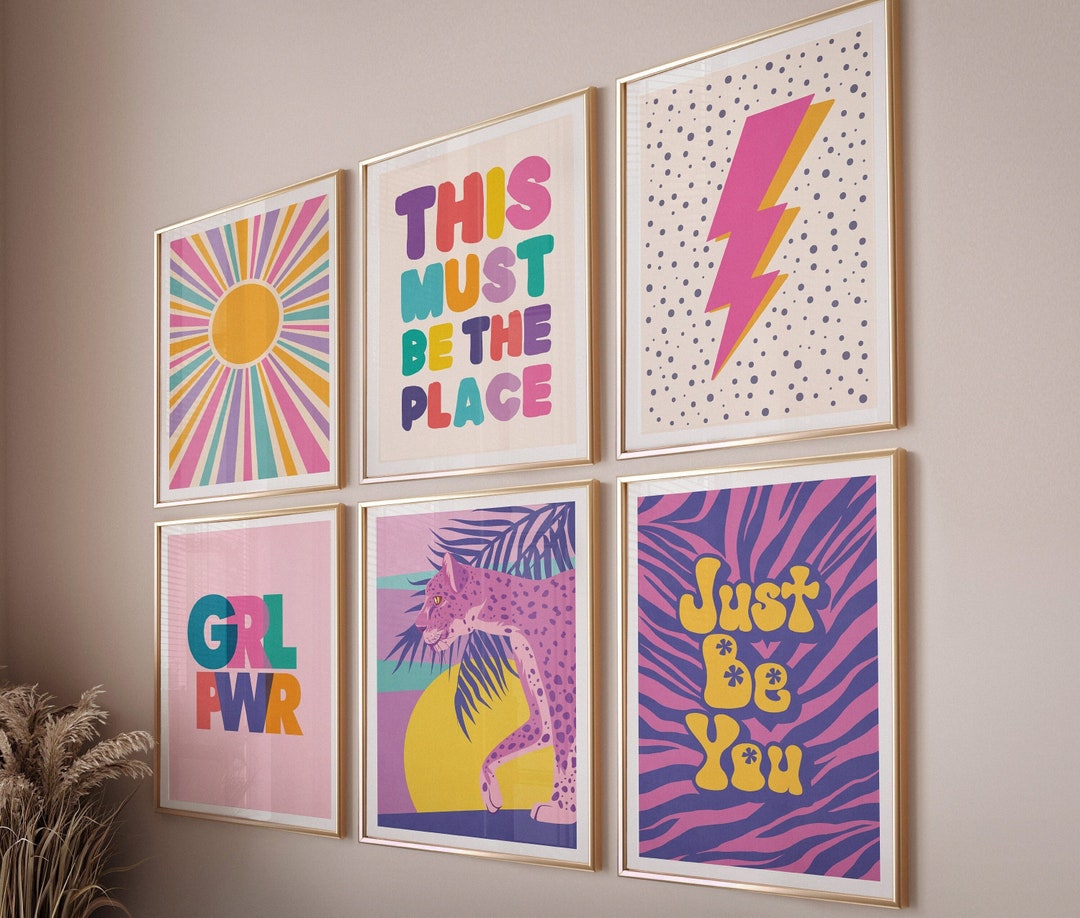 Preppy Aesthetic Wall Art Decor, Purple Funny Wall Art Preppy Posters