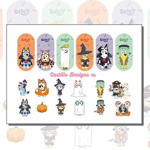 Cartoon Blue Dog- Nail Art - Waterslide Decals - Nail Stickers