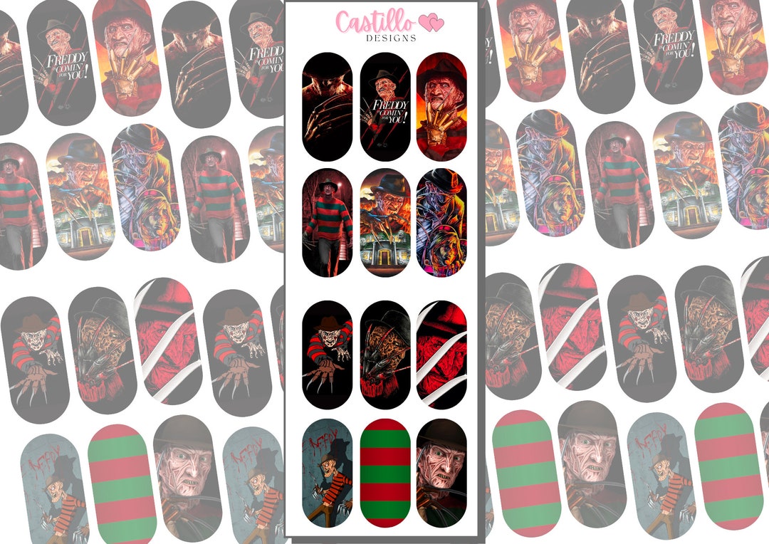Freddy Krueger A Nightmare on Elm Street Spooky Halloween Nail Art
