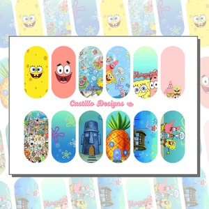 Spongebob Nail Decals - Waterslide Decals - Nail Stickers
