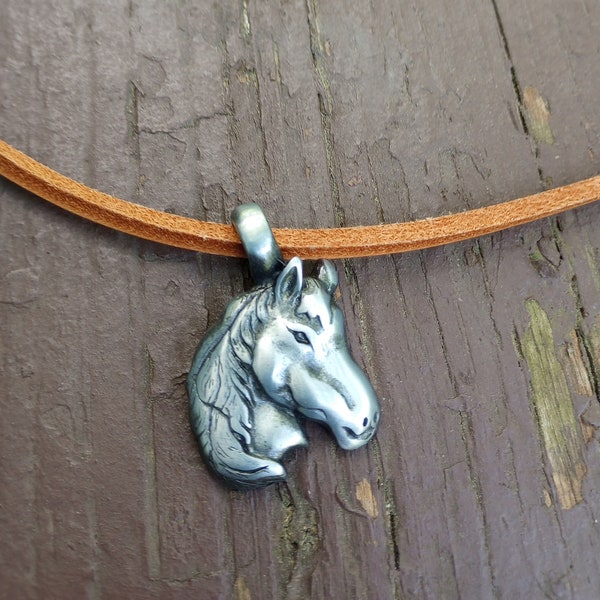 MEN'S PEWTER HORSE on Leather Cord