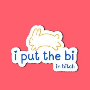 Funny Bi Pride Bunny Sticker: LGBTQ Vinyl Decal