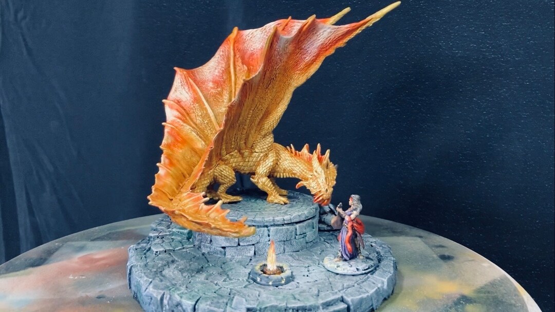 D&D Painted Gold Dragon Miniature Painted Bard Miniature Gold Etsy