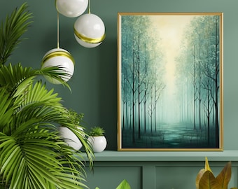 Green Forest Print: Calming Nature Wall Art (Digital Download)