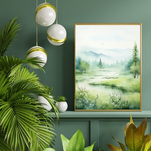 Watercolor Digital Nature Art Print | Sage Green | Greenery | Foliage | Instant Download | Wall Art | Plants | Art Prints | Decor