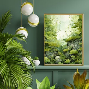 Watercolor Moss Wall: Digital Nature Art Print | Moss Fairy | Greenery | Foliage | Instant Download | Wall Art | Plants | Art Prints | Decor