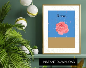 Lámina artística de rosas elegantes: Decoración floral moderna para pared (descarga digital)