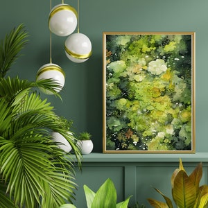 Watercolor Moss Wall: Digital Nature Art Print | Moss Fairy | Greenery | Foliage | Instant Download | Wall Art | Plants | Art Prints | Decor