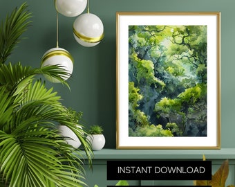 Watercolor Moss Instant Download Printable Art