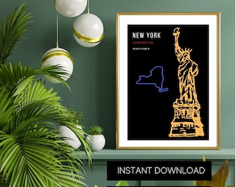 NYC Skyline Art Print: Modern Manhattan Poster (Digital Download)