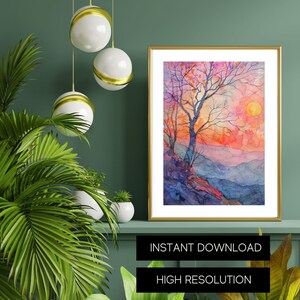 Watercolor Sunrise Downloadable Instant Art Print