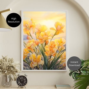Freesia Watercolor Floral Print | Art Print | Portrait | Music | Digital Art | Instant Download | Wall Art | Art Prints | Decor