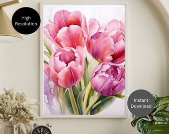 Tulip Watercolor Floral Art Print (Digital Download)